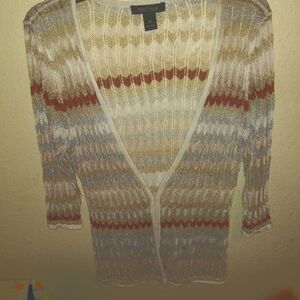 💐Womens Colorful Sheer Striped Open Front Cardigan Size Medium